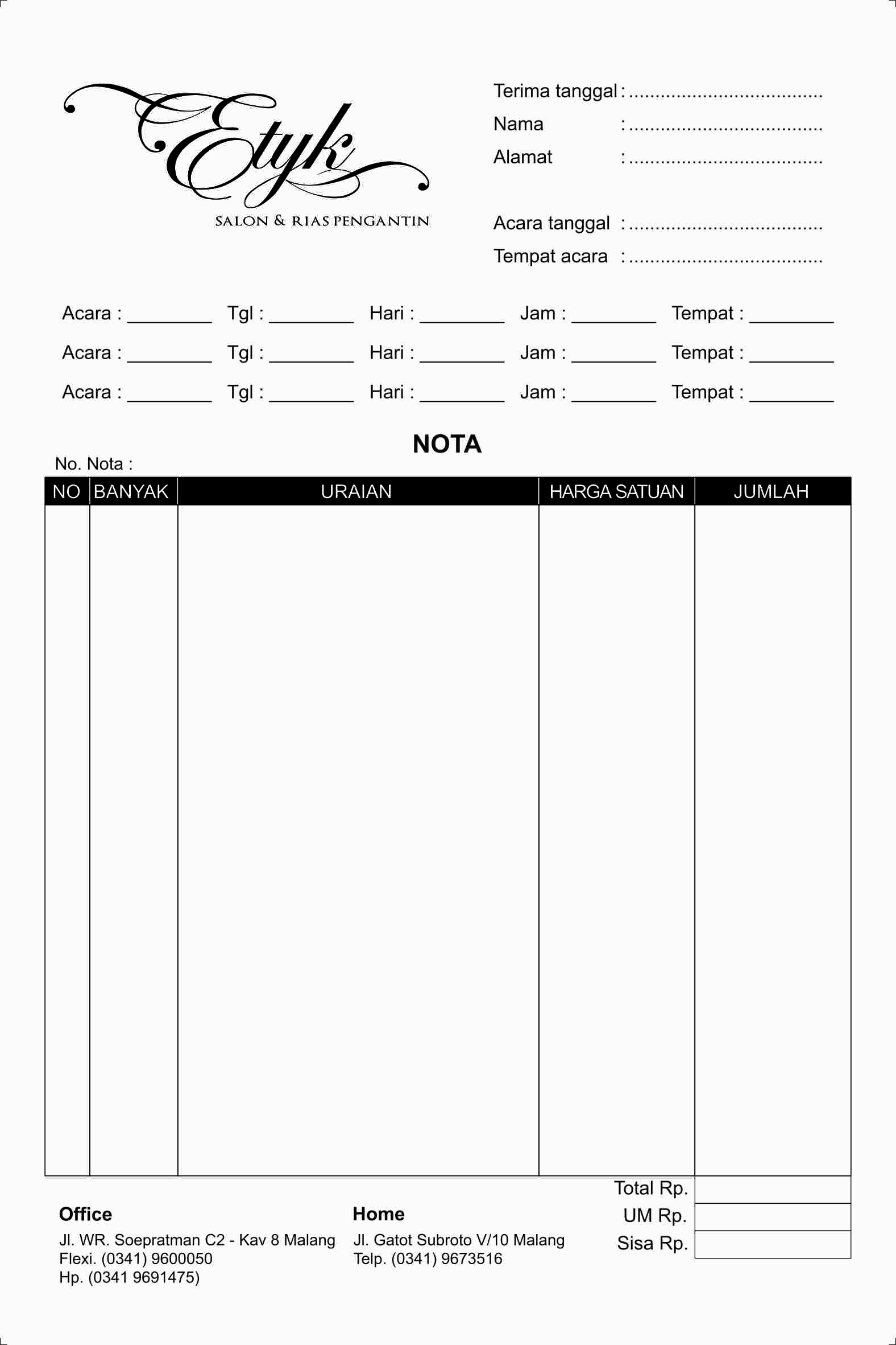 nota ncr 2 lapis